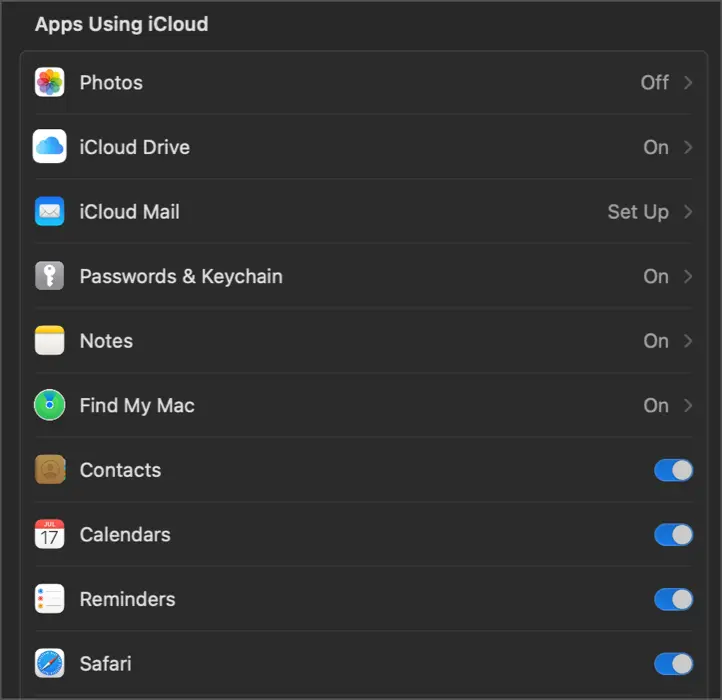 How to disable iCloud on Mac - STEP 2 Disable iCloud syncing by service